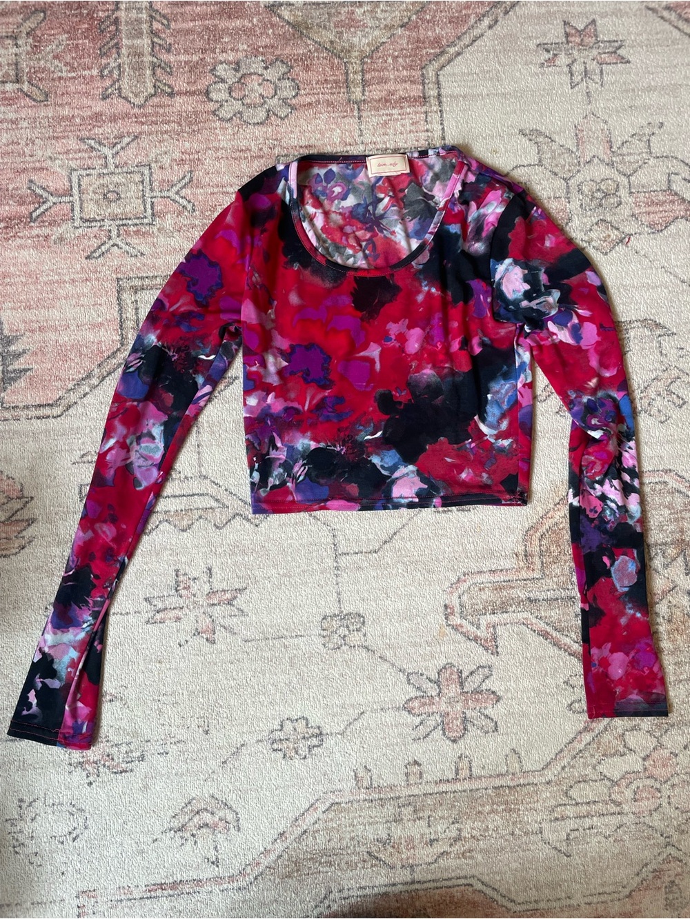 Vintage Y2k Love Ady Watercolor Floral Crop Top Womens XS